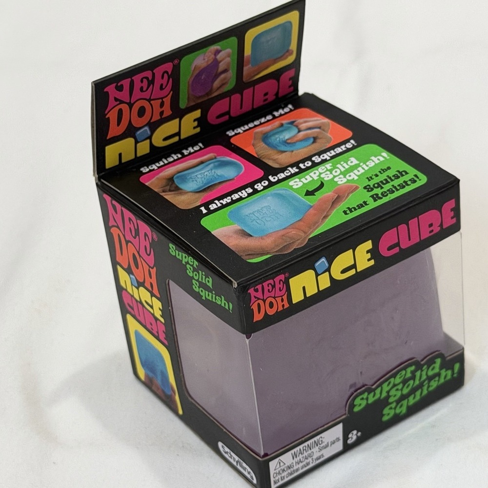 NeeDoh Nice Cube Purple Super Solid Squishy Stress Relief Sensory Fidget NIB‎
